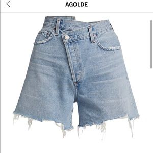AGOLDE Criss-Cross Denim Shorts